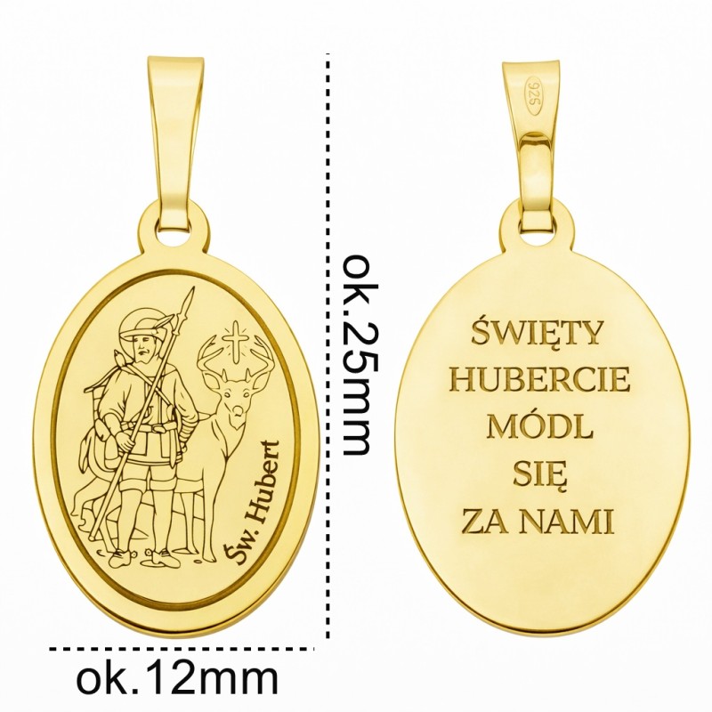 Medalik srebrny pozłacany Św. Hubert MDC100G