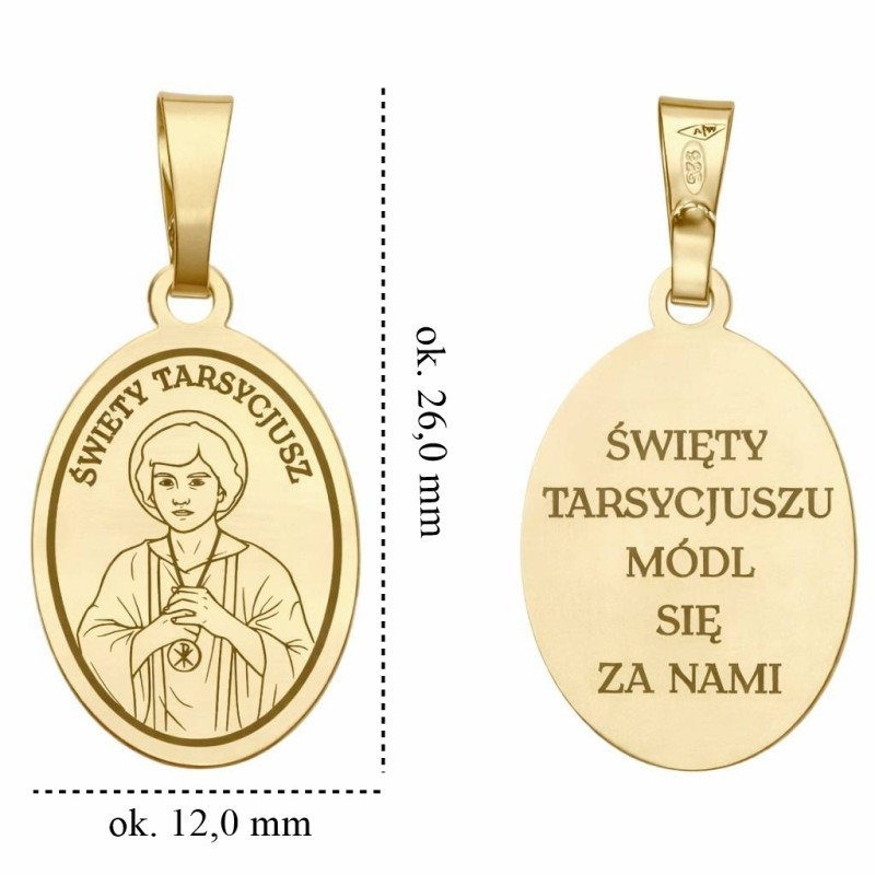 Medalik Ag 925 pozłacany Św. Tarsycjusz MDC129G