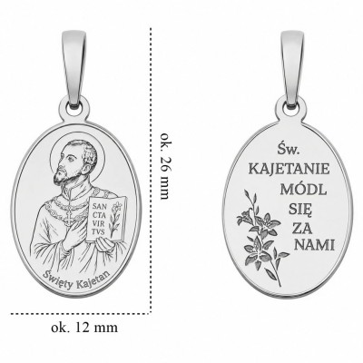 Medalik Ag 925 rodowany Św. Kajetan MDC134R