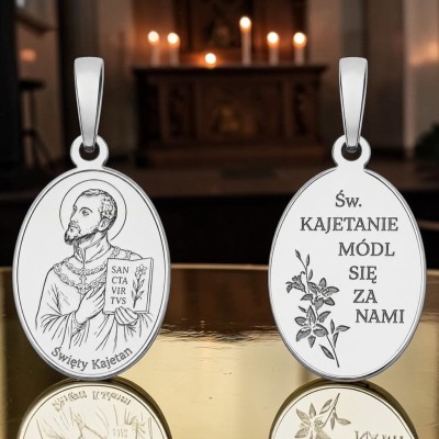 Medalik Ag 925 rodowany Św. Kajetan MDC134R