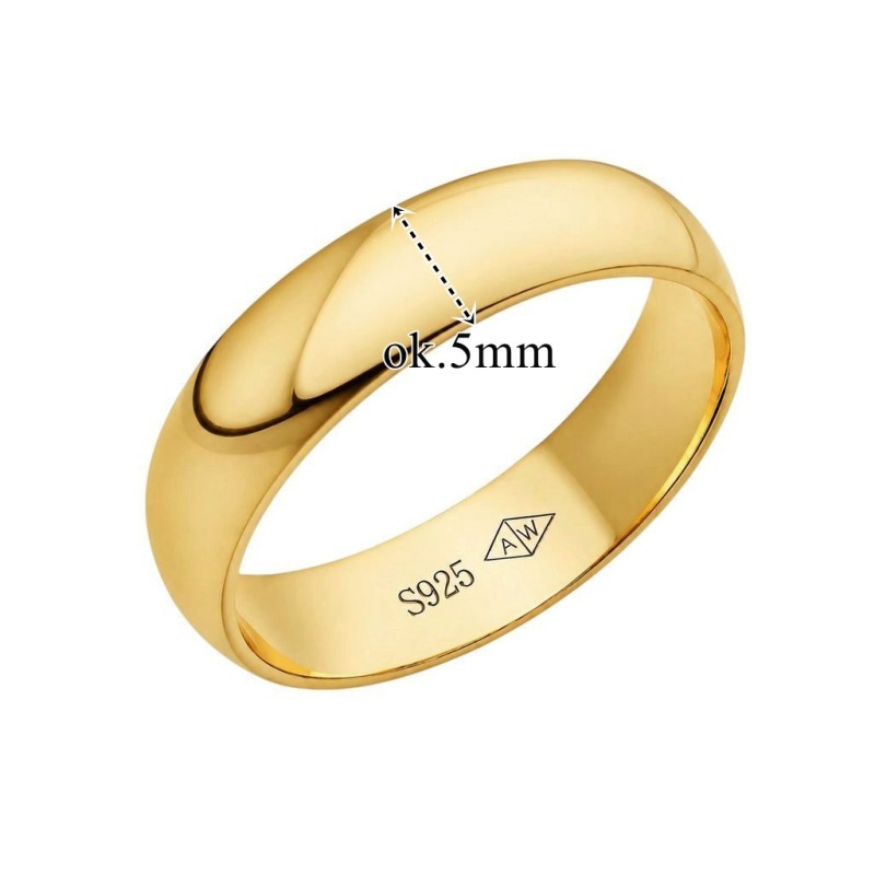 Obrączka srebrna pozłacana Ag925 5,0 mm IM014OBG_5