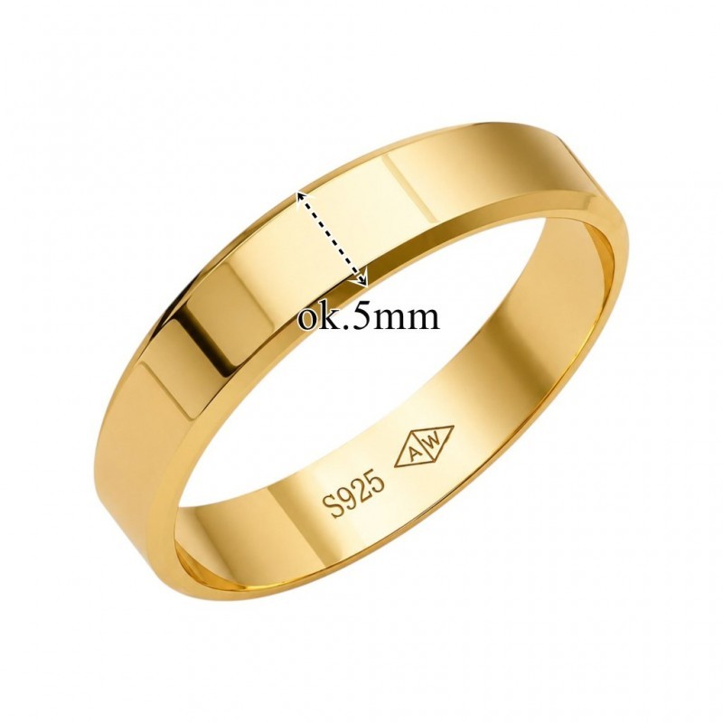 Obrączka srebrna pozłacana Ag925 5,0 mm IM012OBG_5