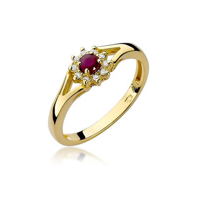 Złoty pierścionek Au 585 RUBIN 0,15 ct