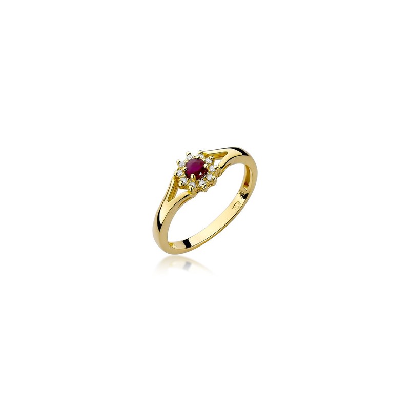 Złoty pierścionek Au 585 RUBIN 0,15 ct