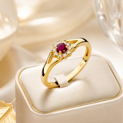 Złoty pierścionek Au 585 RUBIN 0,15 ct
