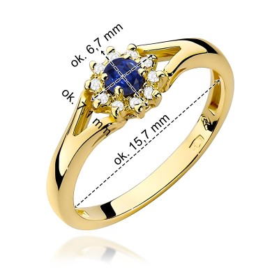 Złoty pierścionek Au 585 SZAFIR 0,15 ct