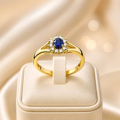 Złoty pierścionek Au 585 SZAFIR 0,15 ct
