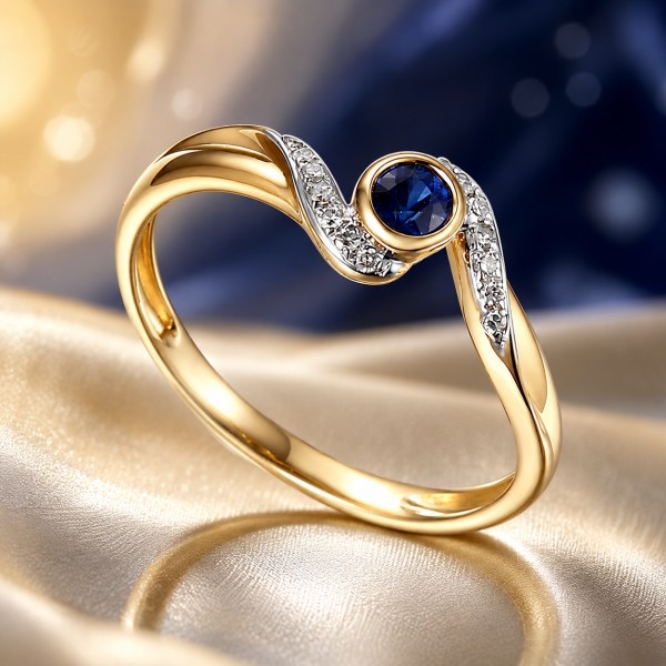 Złoty pierścionek Au 585 SZAFIR 0,13 ct