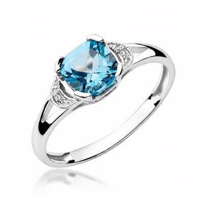 Złoty pierścionek Au 585 BLUE TOPAZ 1,10 ct
