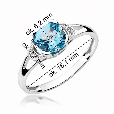 Złoty pierścionek Au 585 BLUE TOPAZ 1,10 ct