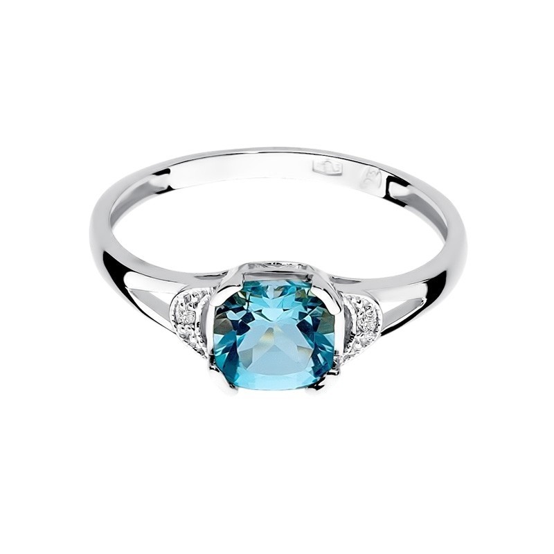 Złoty pierścionek Au 585 BLUE TOPAZ 1,10 ct