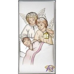 Obrazek srebrny Aniołki  nad dzieciątkiem DS63CR