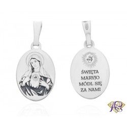 Srebrny medalik Ag 925 rodowany Serce Maryi MDC071
