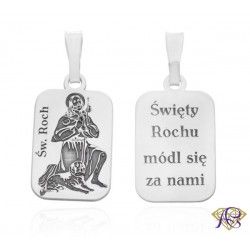 Srebrny medalik Ag 925 rodowany Św. Roch MDC073