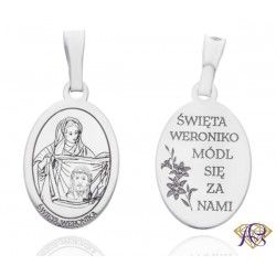 Srebrny medalik Ag 925 rodowany Św.Weronika MDC085