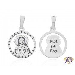 Srebrny medalik Ag 925 rodowany Jezus MDC090