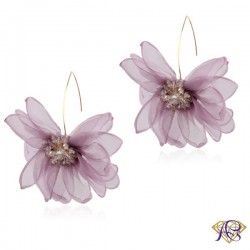 Fioletowe kolczyki kwiaty z biżuterii sztucznej