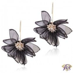 Czarne kolczyki kwiaty z biżuterii sztucznej