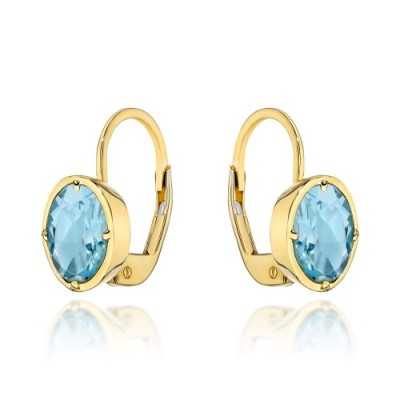 Kolczyki złote Au 585 Topaz owal