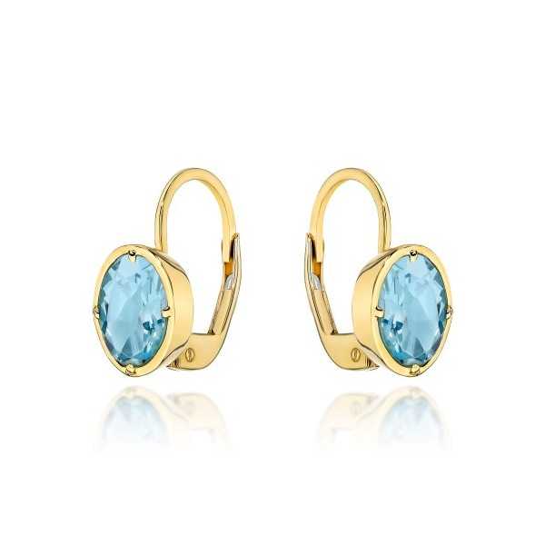 Kolczyki złote Au 585 Topaz owal