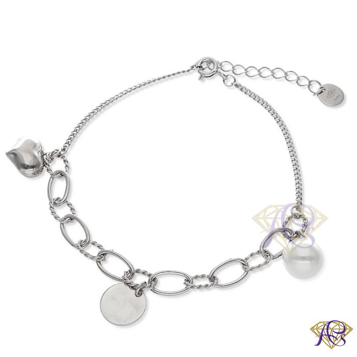 Srebrna bransoleta z perłą Ag 925 IBS0912