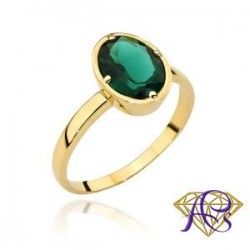 Złoty pierścionek Au 585 z kwarcem zielonym