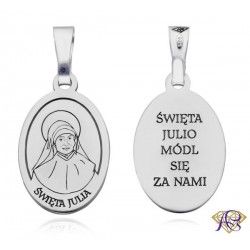 Srebrny medalik Ag 925 rodowany Św. Julia