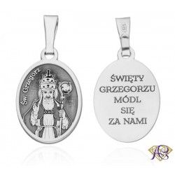 Srebrny medalik Ag 925 rodowany Św. Grzegorz