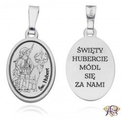 Srebrny medalik Ag 925 rodowany Św. Hubert