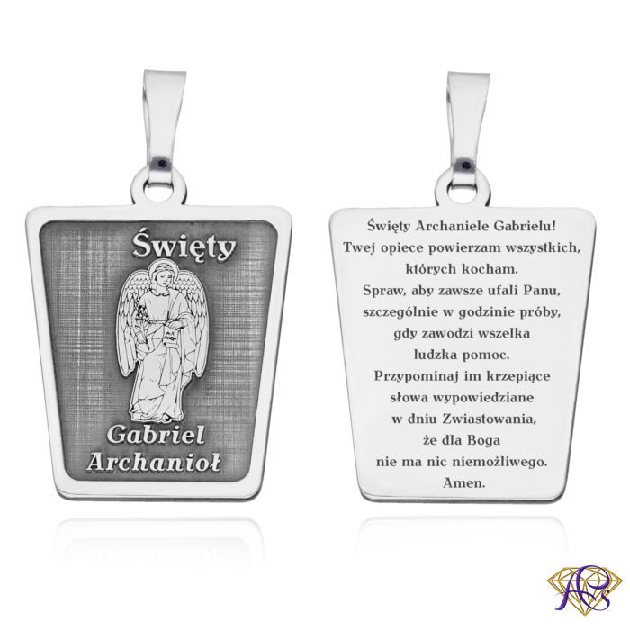 Srebrny medalikAg925 rodowany Św Archanioł Gabriel