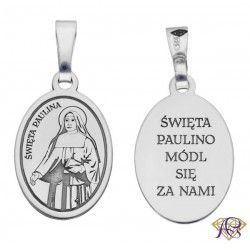 Srebrny medalik Ag 925 rodowany Św. Paulina
