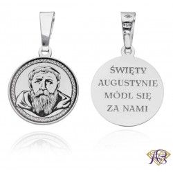 Srebrny medalik Ag 925 rodowany Św. Augustyn