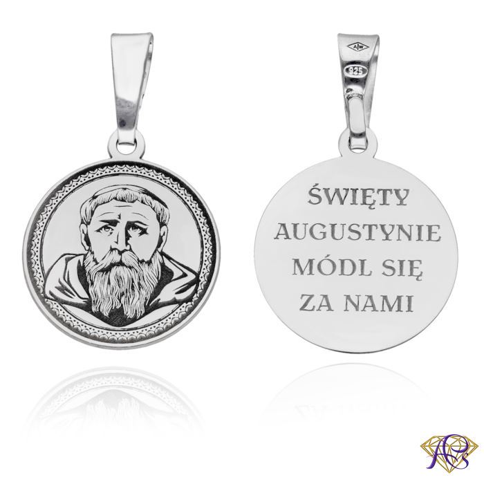 Srebrny medalik Ag 925 rodowany Św. Augustyn