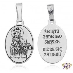 Srebrny medalik Ag 925 rodowany Św. Jadwiga Śląska
