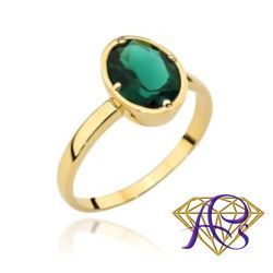 Złoty pierścionek Au 585 z kwarcem zielonym