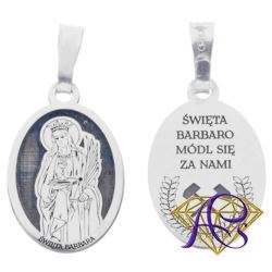 Srebrny medalik Ag 925. Św. Barbara MDC036R
