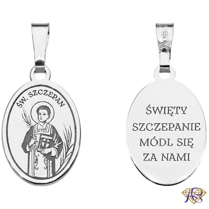 Srebrny medalik Ag 925 rodowany Św. Szczepan