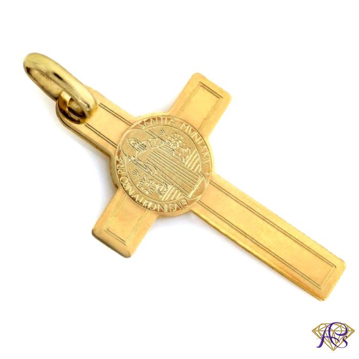 Krzyżyk złoty Au 585 Święty Benedykt