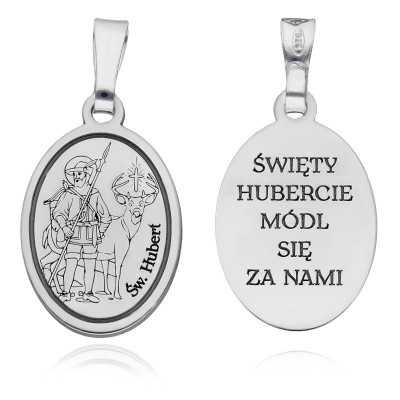 Srebrny medalik rodowany Św. Hubert MDC100R