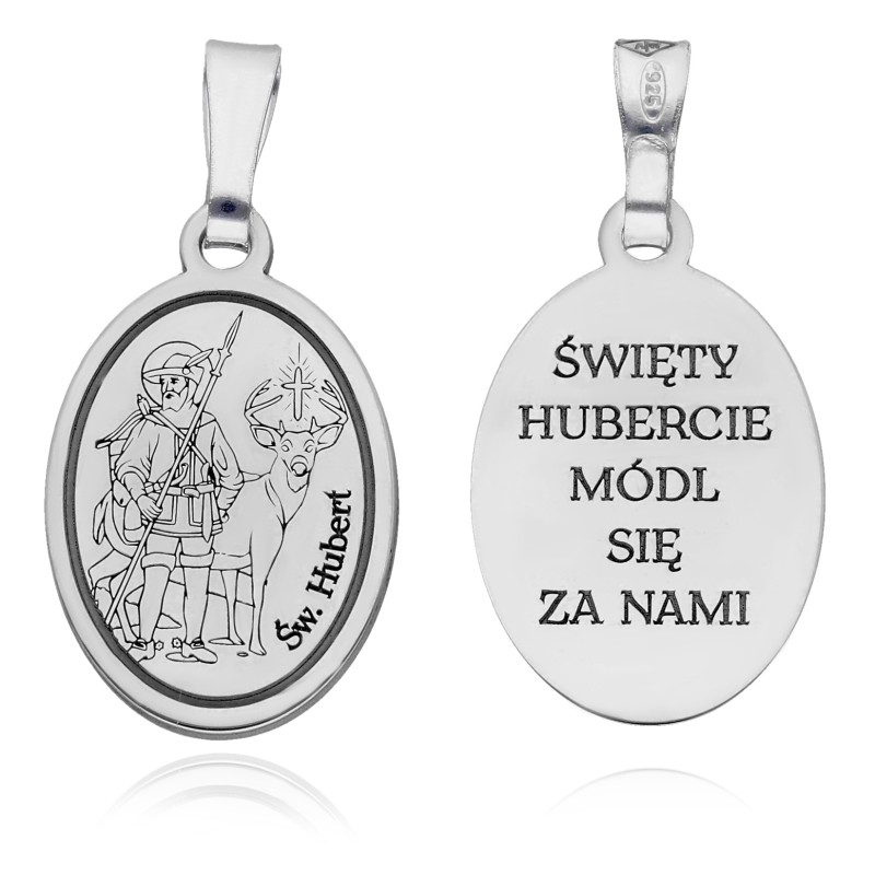 Srebrny medalik rodowany Św. Hubert MDC100R