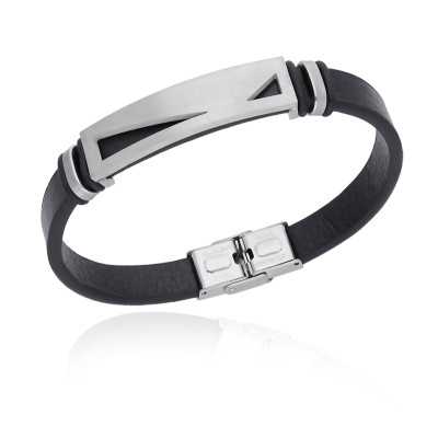 Bransoleta stalowa 316L skórzana IM0130922BS