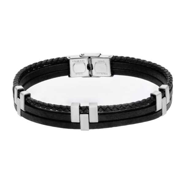 Bransoleta stalowa 316L skórzana IMS0071023BS