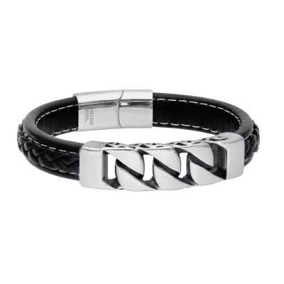 Bransoleta stalowa 316L skórzana IMS0051023BS