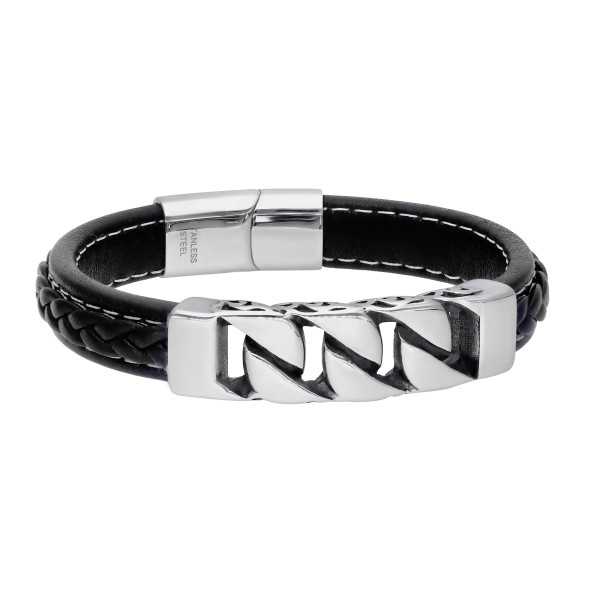 Bransoleta stalowa 316L skórzana IMS0051023BS