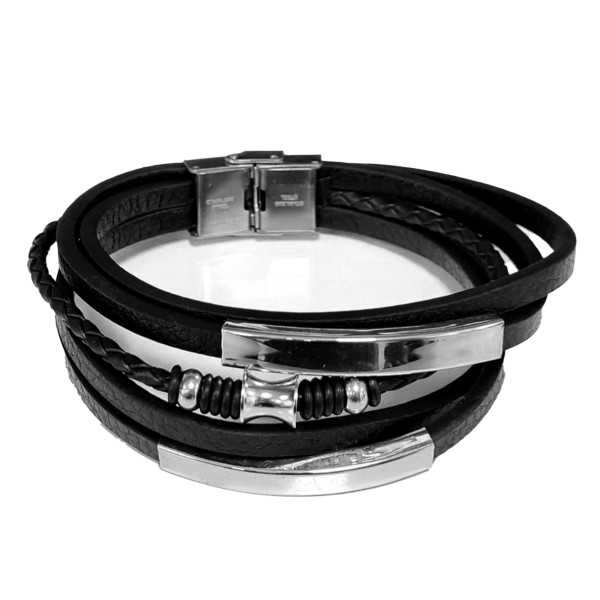 Bransoleta stalowa 316L skórzana IMS0161023BS