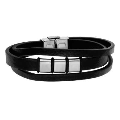 Bransoleta stalowa 316L skórzana IMS0191023BS