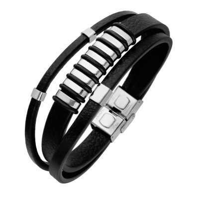 Bransoleta stalowa 316L skórzana IMS0171023BS