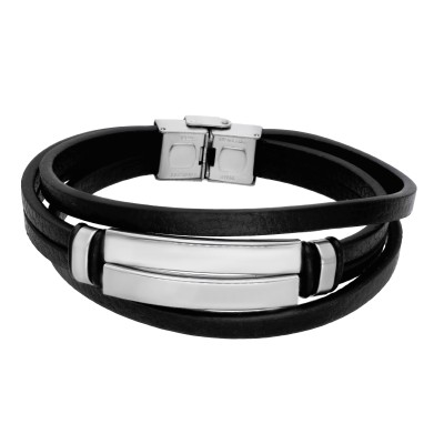 Bransoleta stalowa 316L skórzana IMS0231023BS