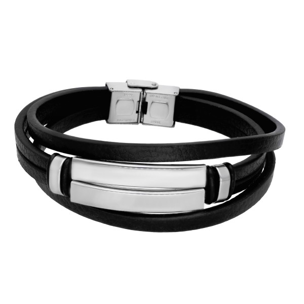Bransoleta stalowa 316L skórzana IMS0231023BS