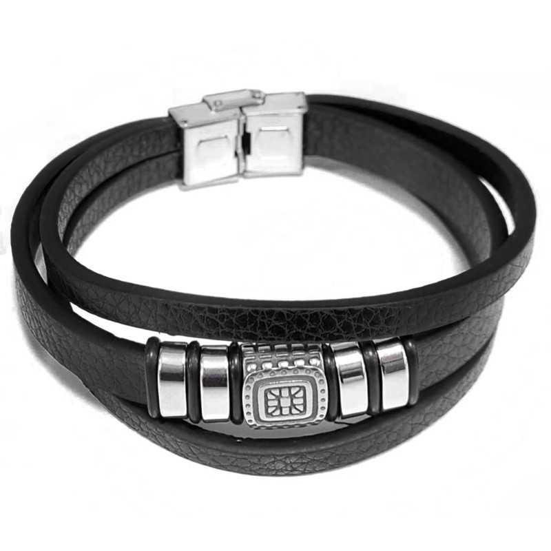 Bransoleta stalowa 316L skórzana IMS0211023BS